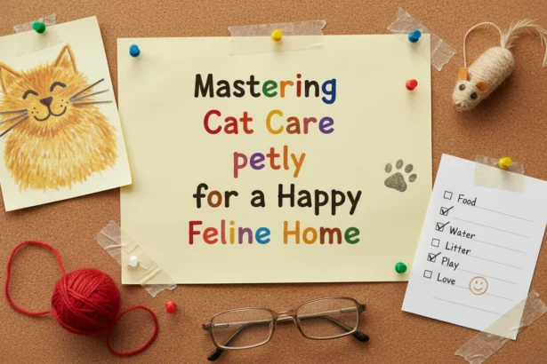 A smug cat sitting on a desk looking at the camera, illustrating the concept of Cat Care petly.