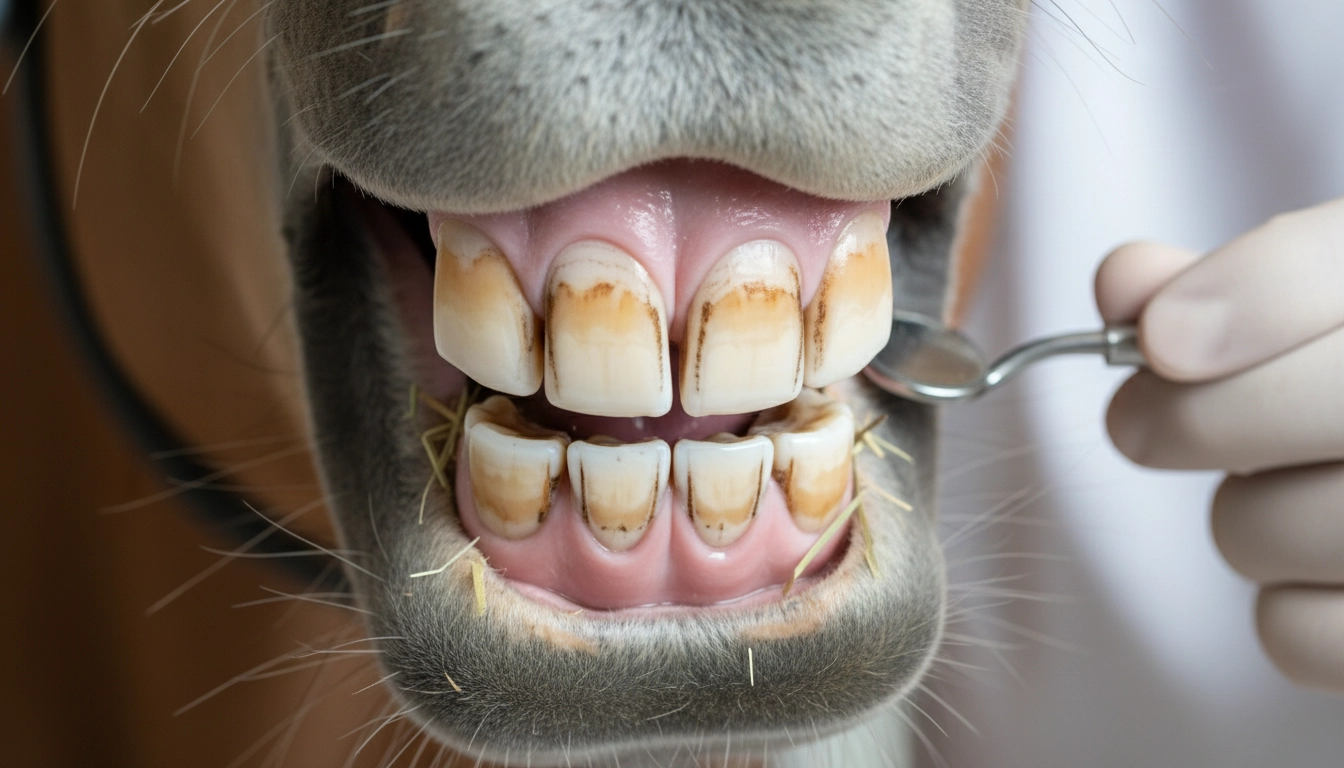 A horse yawning or showing its teeth, highlighting the need for dental care in how to keep horses healthy.