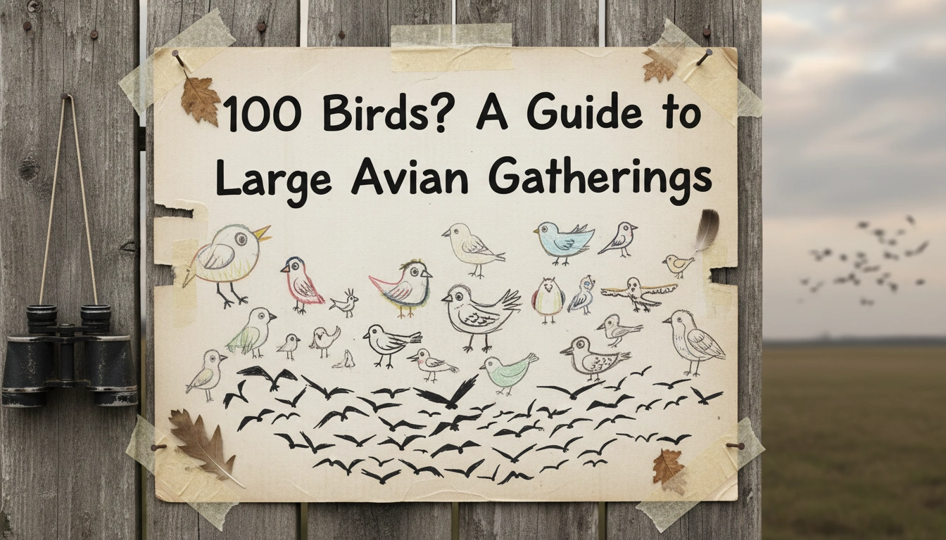 A slightly blurry, amateur smartphone photo of a yellow Lab looking up at a massive swirling cloud of birds in a park, representing the question: What is 100 birds?.