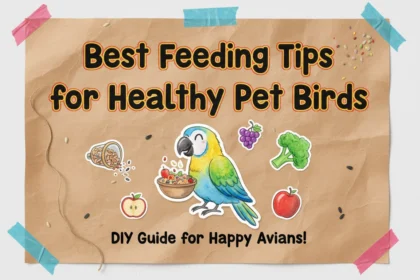 A homemade spread of fresh vegetables and pellets showing the best feeding tips for healthy pet birds on a kitchen counter.