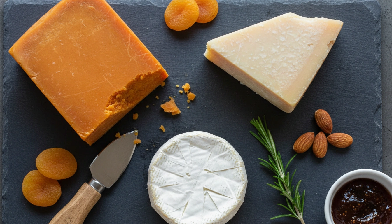 Can Cats Eat Cheese? A Complete Guide To Feline Nutrition And Safety Various types of cheese like Cheddar, Parmesan, and Brie on a board, used to explain if can cats eat cheese based on variety.