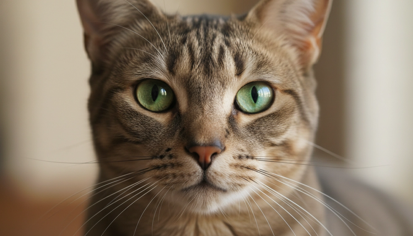 A close-up of a healthy cat with bright eyes, representing feline nutritional health and the question can cats eat eggs ?