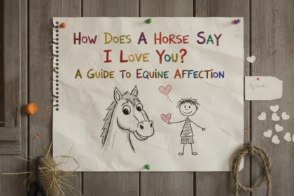 A candid, amateur photo of a person standing in a muddy field with a horse, showing how does a horse say I love you through quiet presence.