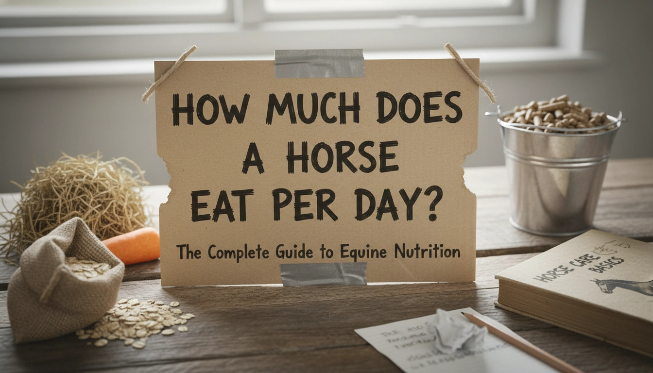 A candid, homemade-style photo of a chestnut horse eating hay from