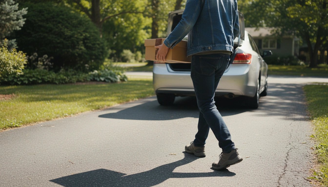 How To Help An Injured Bird At Home: A Complete Emergency Rescue Guide A person carrying a secured cardboard box toward a car to take an injured bird to a professional rehabilitator.