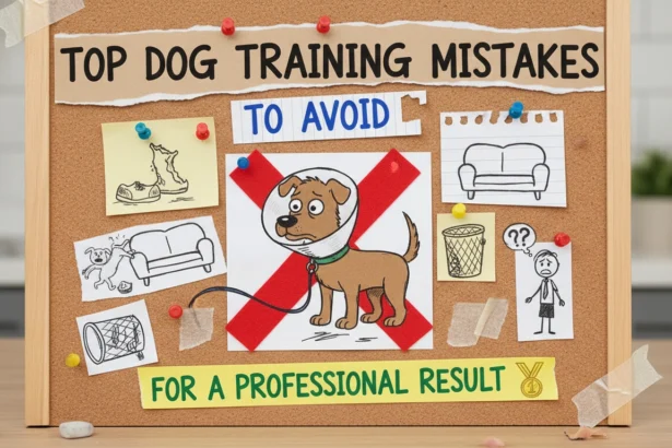 A homemade photo of a person laughing while their dog ignores a command, highlighting mistakes to avoid during training.