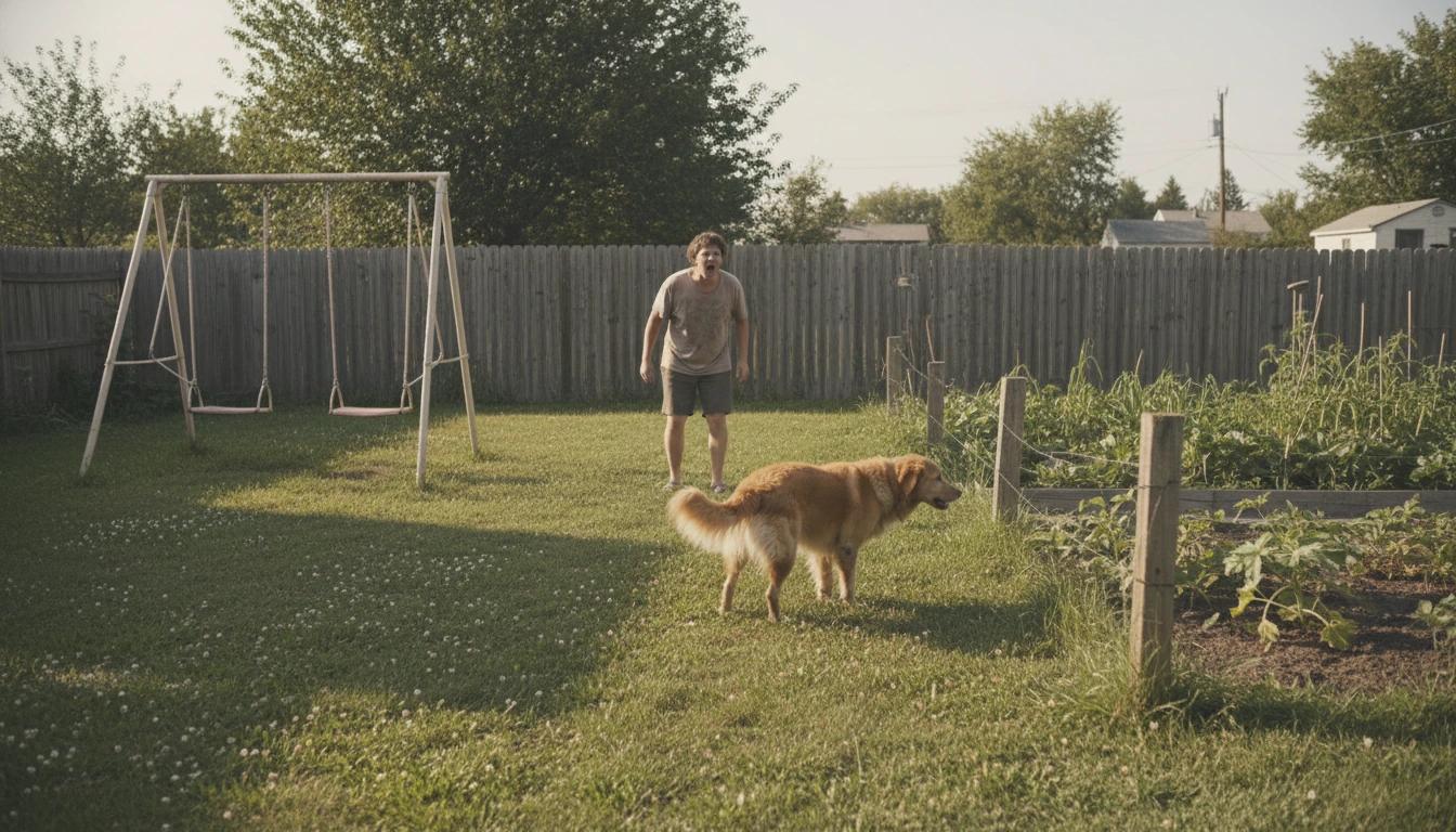 A dog looking away while an owner repeats a command, a visual representation of mistakes to avoid during training.