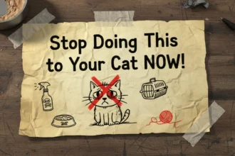 A slightly blurry, candid smartphone photo of a person awkwardly carrying a cat in a plastic carrier, illustrating the message: Stop Doing This to Your Cat NOW!.