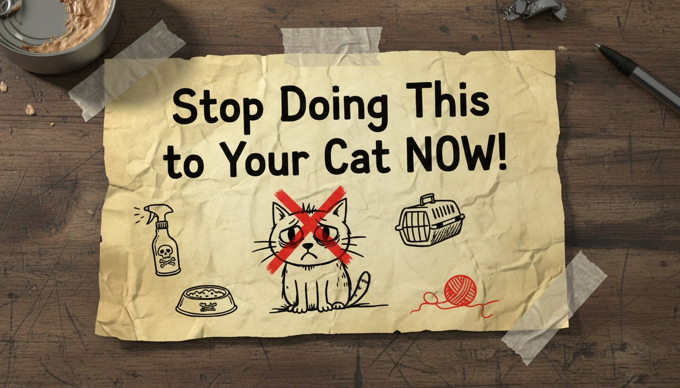 A slightly blurry, candid smartphone photo of a person awkwardly carrying a cat in a plastic carrier, illustrating the message: Stop Doing This to Your Cat NOW!.