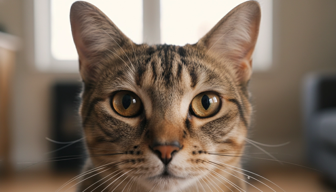 A close-up of a cat's head with ears slightly rotated, demonstrating how to Stop Doing This to Your Cat NOW! by reading their signals.