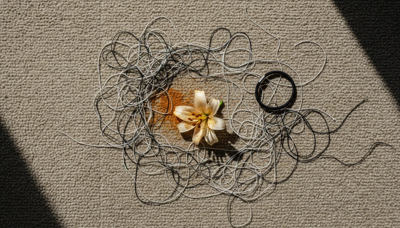 A cat about to chew on a piece of loose yarn, illustrating the "linear foreign body" danger.