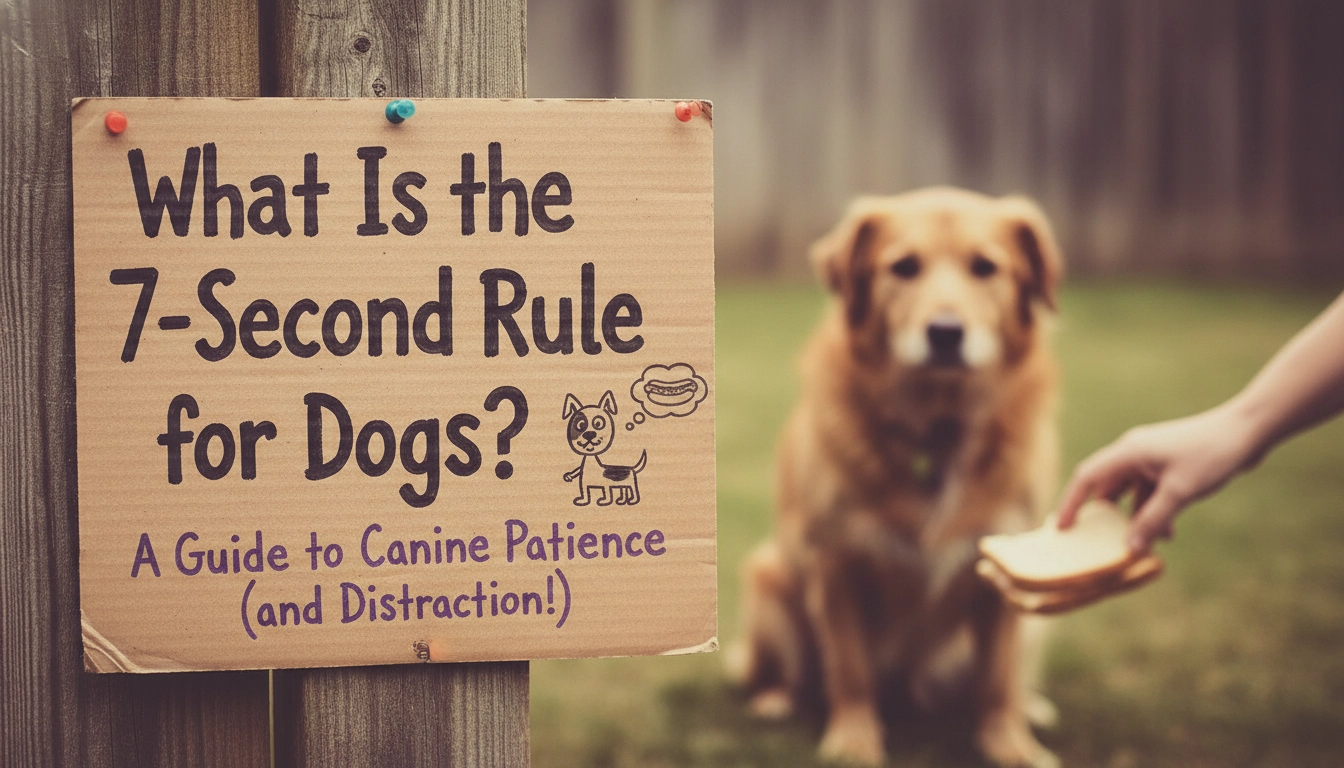 A vertical smartphone-style photo of a person holding a treat for a Golden Retriever, illustrating What Is the 7-Second Rule for Dogs?