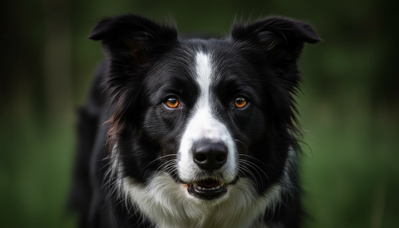 A Border Collie with an intense, intelligent gaze, ready for a command.