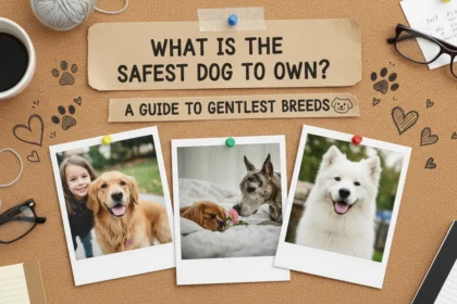 A candid, amateur-style photo of a calm dog sitting on a rug in a sunlit living room, perfectly illustrating what is the safest dog to own.