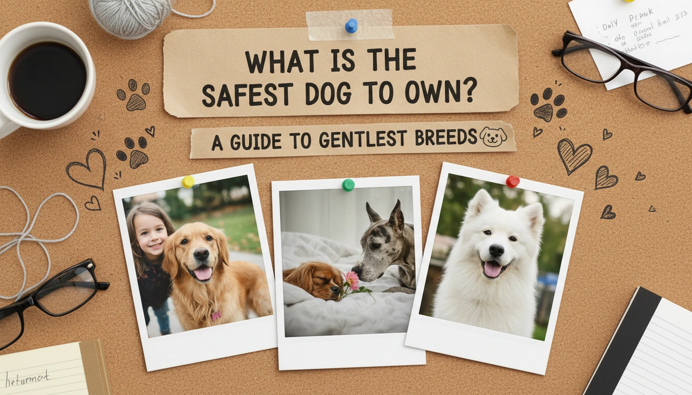 A candid, amateur-style photo of a calm dog sitting on a rug in a sunlit living room, perfectly illustrating what is the safest dog to own.