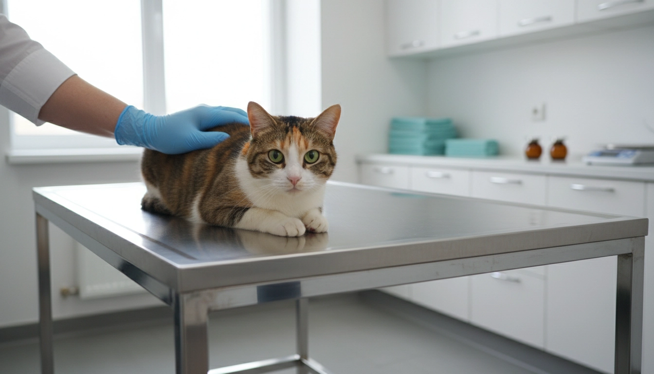 Why Is My Cat Meowing At Night Suddenly A cat being examined by a vet to rule out medical reasons for sudden nighttime meowing.