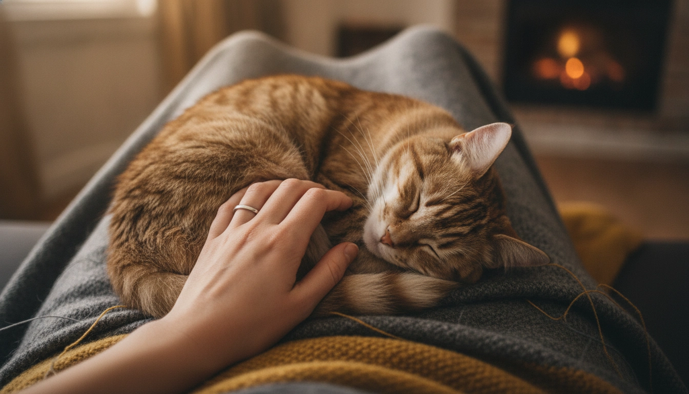Do Vets Recommend Wet Cat Food? Complete Veterinary Guide A person sitting on a sofa with a cat curled up in their lap, symbolizing the bond of care.