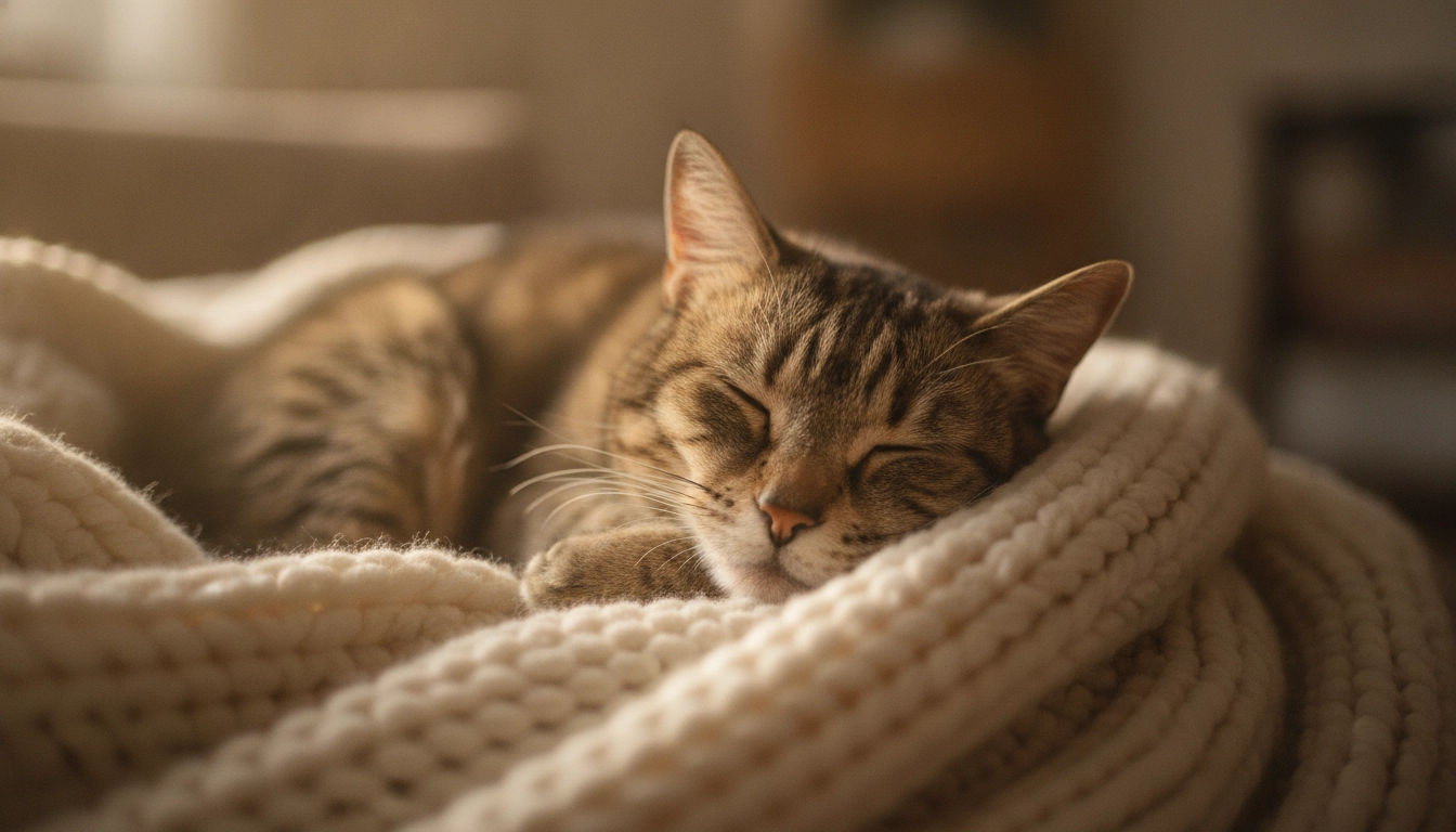 Do Vets Recommend Wet Cat Food? Complete Veterinary Guide An older tabby cat with graying fur around the muzzle resting comfortably on a soft blanket.