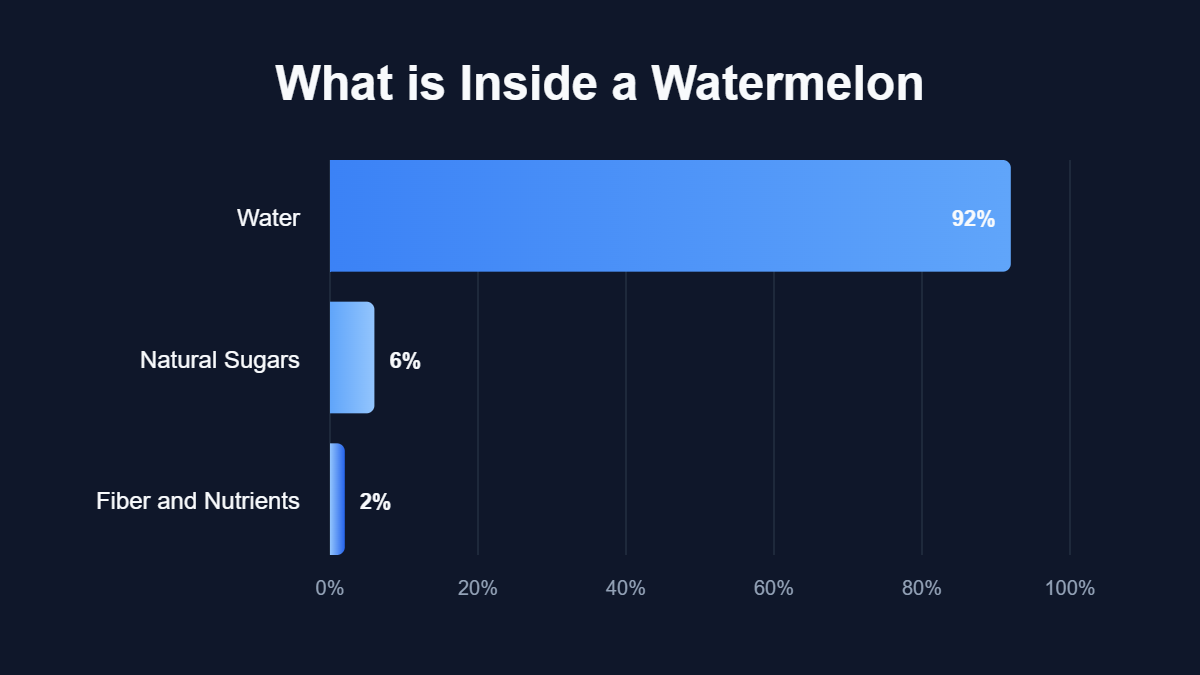 Can Cats Eat Watermelon? Benefits, Risks, And Serving Tips A pie chart titled "What is Inside a Watermelon" showing data for Water, Natural Sugars, Fiber and Nutrients.
