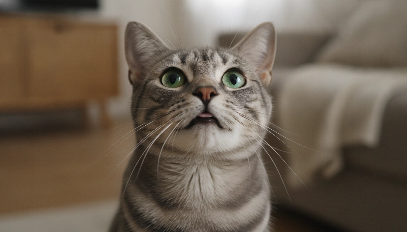 Why Is My Cat Meowing So Much? 12 Common Reasons Explained A cat looking up and meowing to understand Why Is My Cat Meowing So Much?